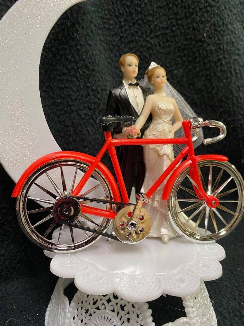 Bicycle Bike Trail Bride Groom Wedding Cake Topper Outdoors Sport ...