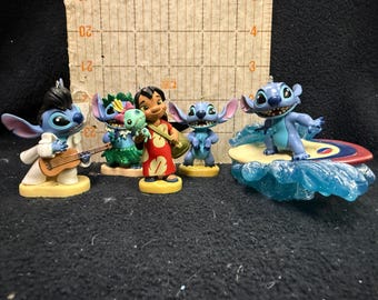 5 Piece Miniature Lilo and Stitch  Christmas Tree Ornament
