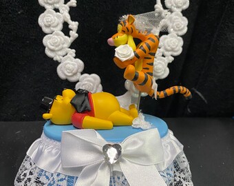 PIGLET heart  Bride Winnie the Pooh Groom Wedding Cake Topper "Your my Honey Always"  GROOM TOP