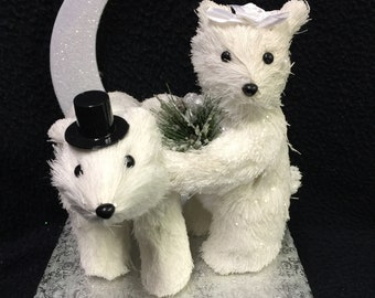 Polar Bears Nature cubs Winter Wedding Cake Topper groom top Anniversary Shower Engagement Centerpiece