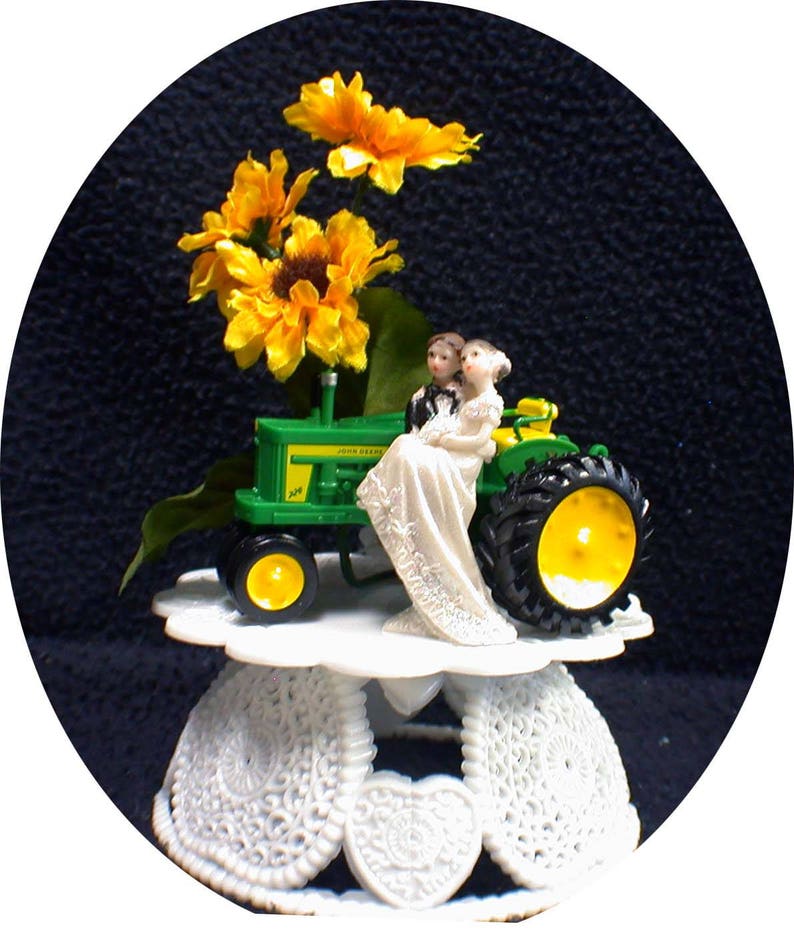 Sunflower Country Western John DEERE Tractor Wedding Cake image 0