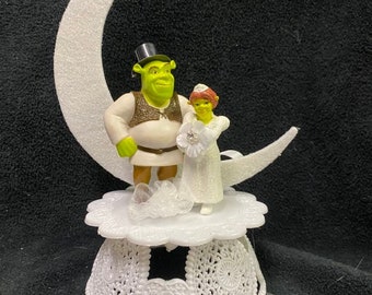 SHREK 2 Donkey Dream works Wedding Cake topper ONLY Funny Fairytale adorable Shrek and Fiona ogre groom top