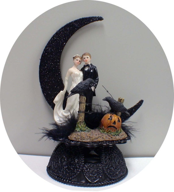 Raven Moonlight Halloween Wedding Cake Topper Top Cool Funny Etsy