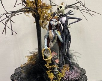 Jack & Sally Nightmare before Christmas Wedding Cake topper Skeleton Halloween Haunted Tree Disney Groom top Disney