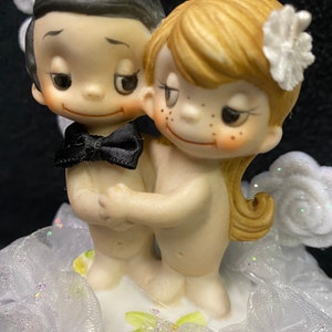 LOVE IS..... Wedding Cake topper Kim Casali, Stefano Casali figure Groom top adorbale figurine moon backdrop image 3