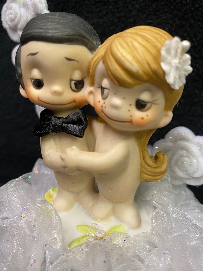 LOVE IS..... Wedding Cake topper Kim Casali, Stefano Casali figure Groom top adorbale figurine moon backdrop image 3