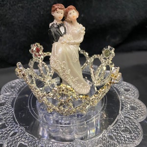 Princess Crown Wedding Cale Topper Fairytale rhinestone crystal bride groom