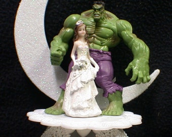 Moonlight Hulk bride Wedding Cake Topper Top Super Hero funny Groom top Marvel Comic