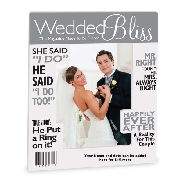 Wedded Bliss' Magazine Frame Picture photo  Can be personalized Wedding Blitz Keepsake bridal shower, or anniversary gift for newlyweds