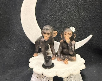 Your My Cutie. Chimp Wedding Cake topper Groom top Engagement. Monkey Funny Moon  . nature