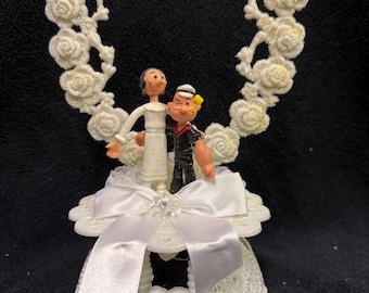 Adorable Popeye the  sailor man & Olive Oyl cartoons figurine Wedding Cake Topper bride Groom cake  Cake Top Fariytale WHITE