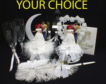 Sweet Little Mermaid Princess, Ariel Prince Eric U PICK Wedding Cake Topper Or Toasting Glasses Knife Server set  Groom top