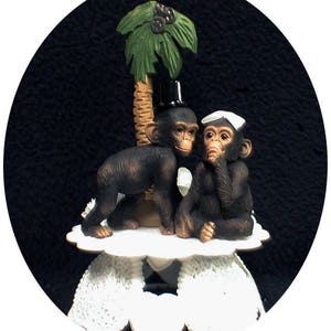 Your My Cutie. Chimp Wedding Cake topper Groom top Engagement. Monkey Funny Palm tree. nature
