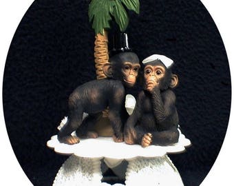 Your My Cutie. Chimp Wedding Cake topper Groom top Engagement. Monkey Funny Palm tree. nature