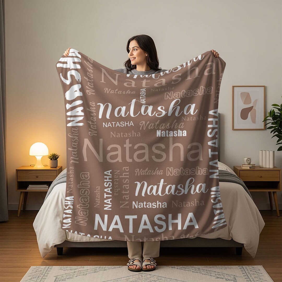 Personalized Name Pattern Custom Name Pattern Blanket, Personalized Name Collage Throw, Custom ...