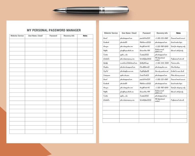 Minimalist Printable Password Tracker PDF and Word Password Log Keeper ...