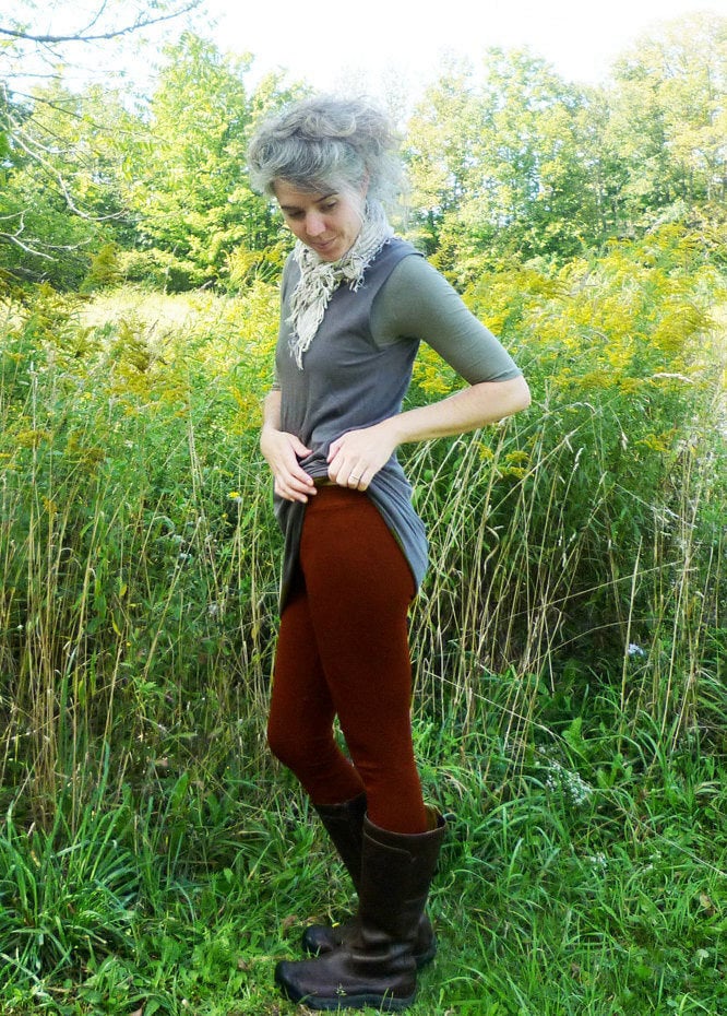 Womens Wool Leggings From 100% Natural Undyed Wool, Long