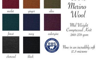 Mid Weight Merino Wool Fabric sold by the HALF yard 100 Percent Wool