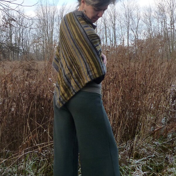 ON SALE - Organic Clothing - Organic Merino Wool Size Large Wide Leg Pants in Olive