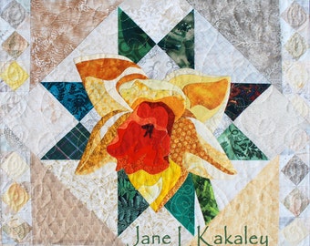 Quilt Pattern - Daffodil Applique Art Quilt Pattern - Immediate Download PDF