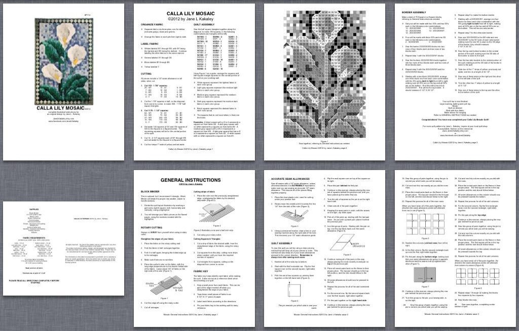 PDF Quilt Pattern Calla Lily Mosaic Art Quilt Pattern Immediate