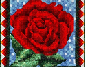Quilt Pattern - Red Rose Mosaic Quilt Pattern - Immediate Download PDF