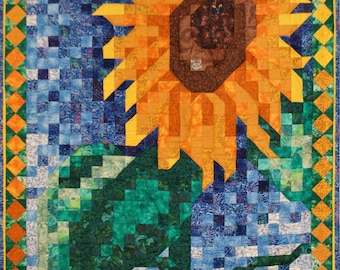 Quilt Pattern - Sunflower Mosaic Art Quilt Pattern - Immediate Download PDF