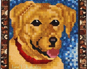 Quilt Pattern - The Cody Quilt (Yellow Lab Mosaic) Quilt Pattern - Immediate Download PDF