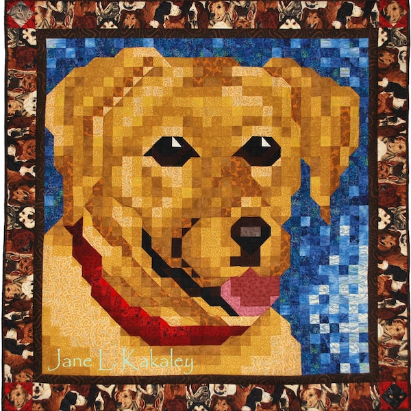 Quilt Pattern - The Cody Quilt (Yellow Lab Mosaic) Quilt Pattern - Immediate Download PDF
