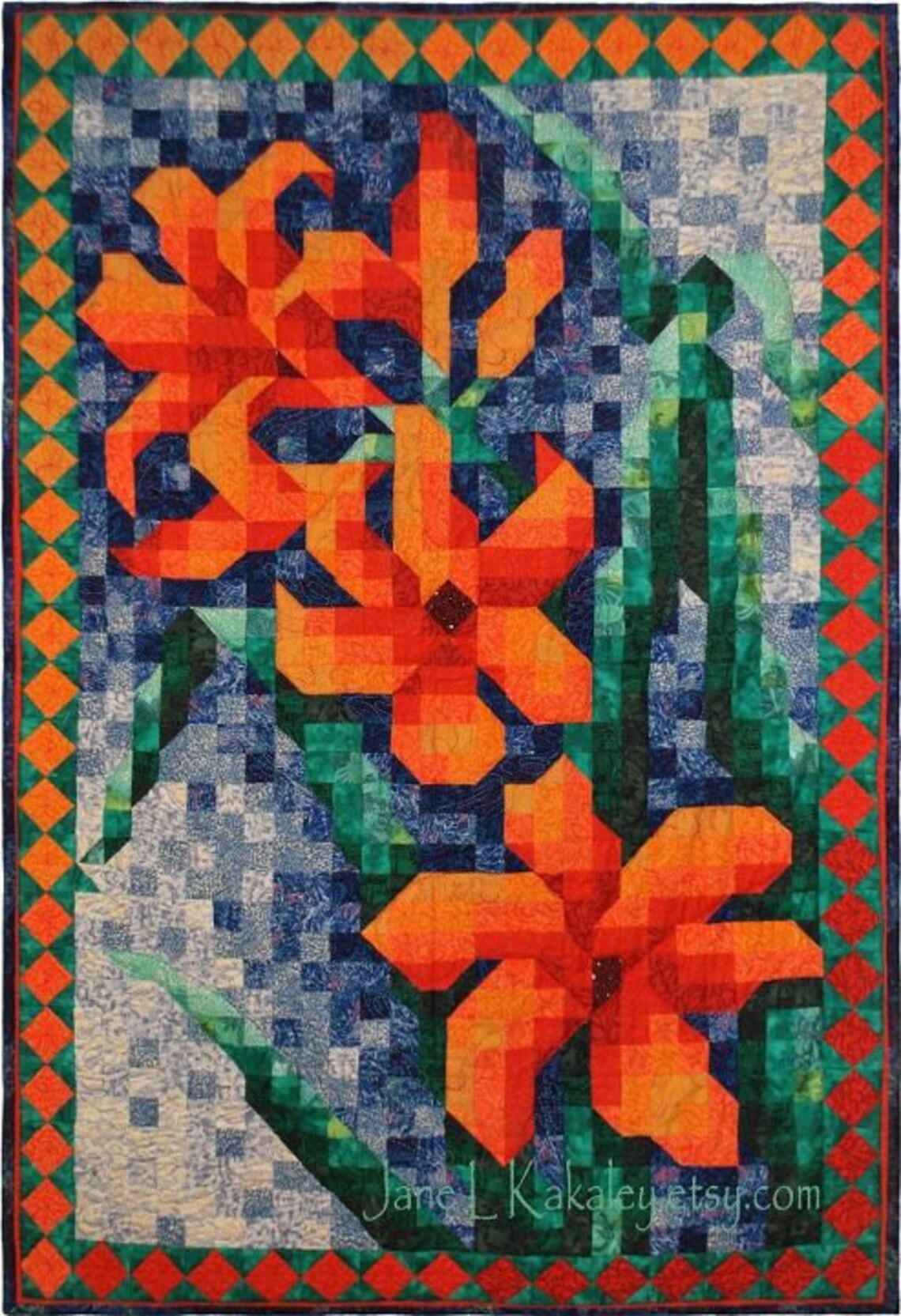 Quilt Pattern Lily Mosaic Quilt Pattern Immediate Download Etsy