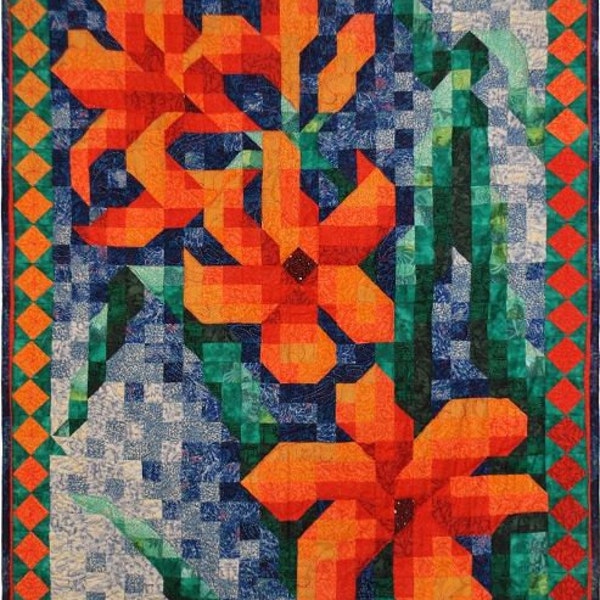 Quilt Pattern - Lily Mosaic quilt pattern - Immediate Download PDF