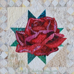 Pattern - Art Quilt - Rosen Applikation Quilt - Sofort Download PDF