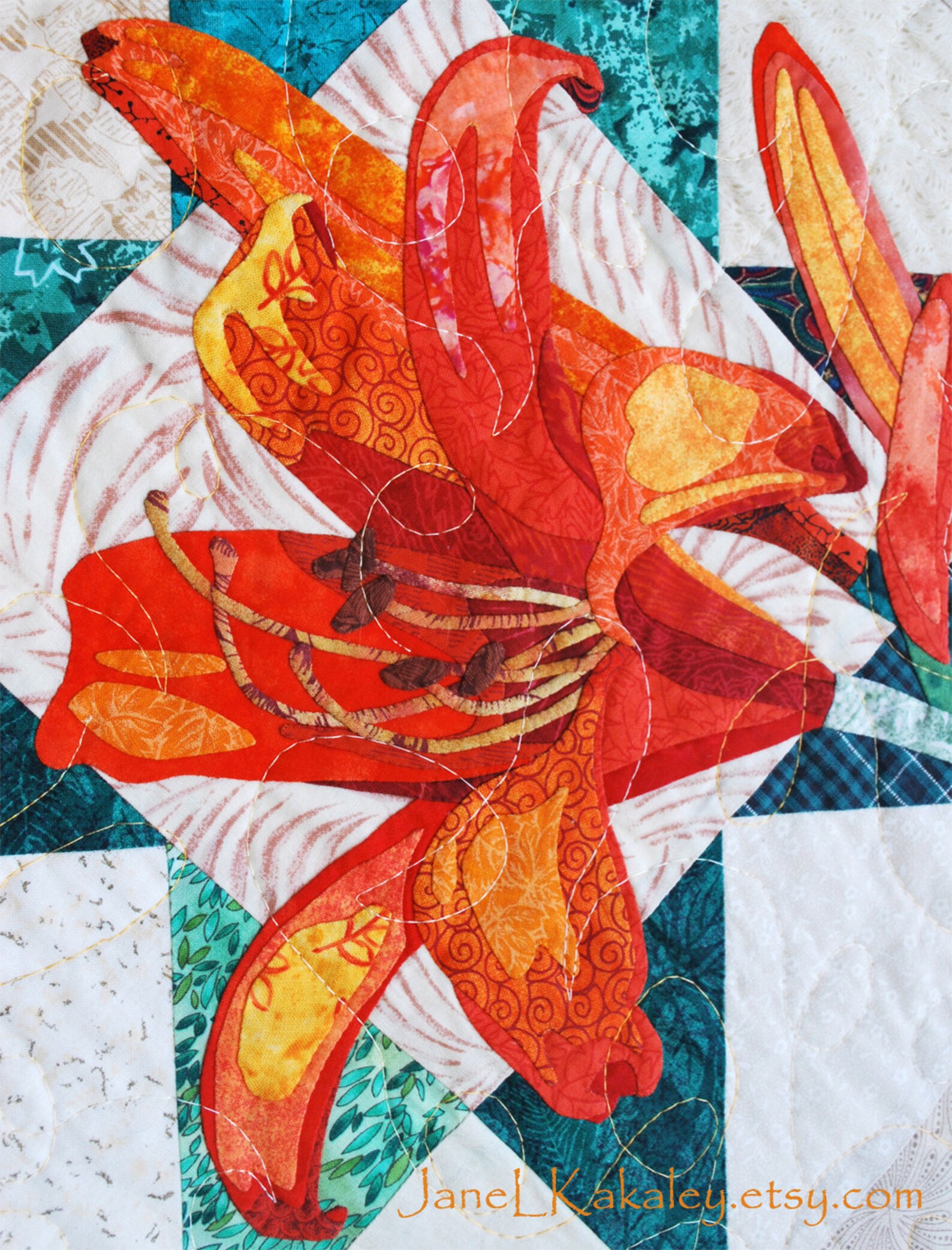 Art Quilt Pattern Tiger Lily Applique Quilt Immediate Download PDF Etsy
