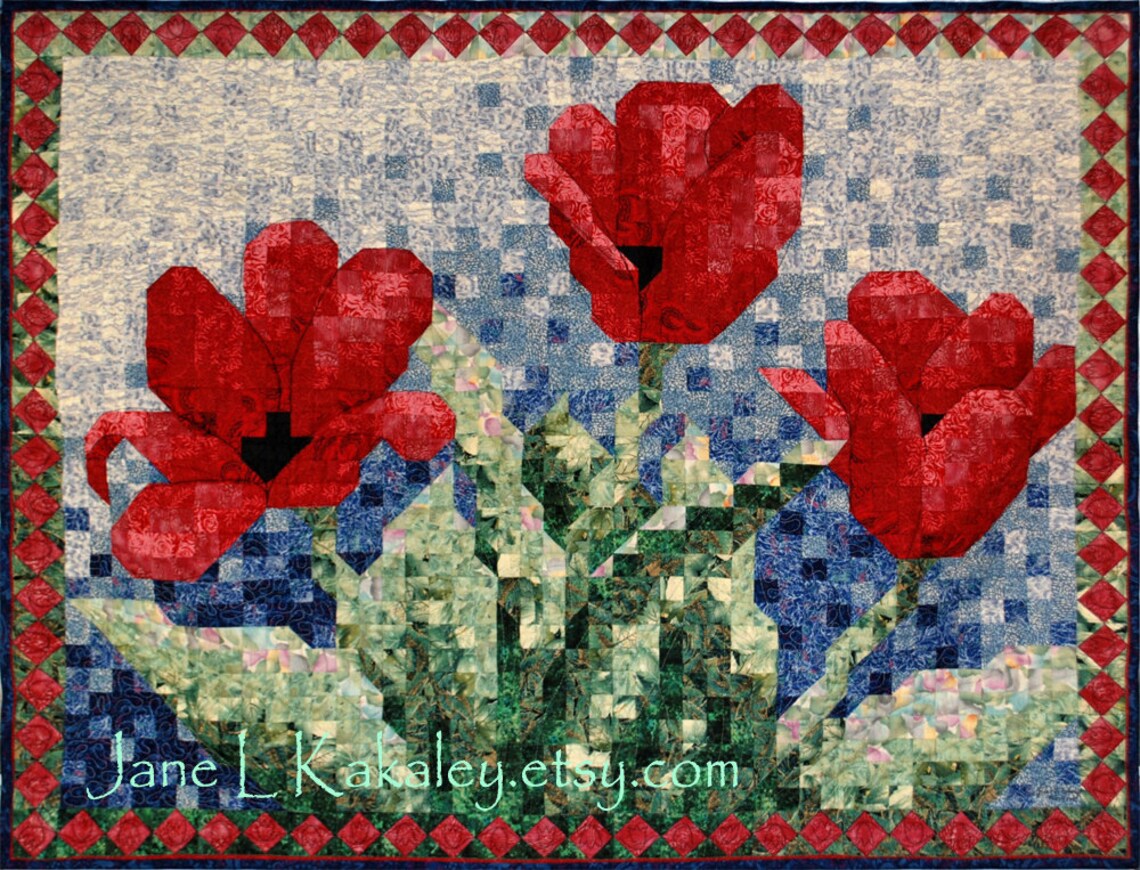 Quilt Pattern PDF Tulip Mosaic Art Quilt Pattern Immediate Download - Etsy