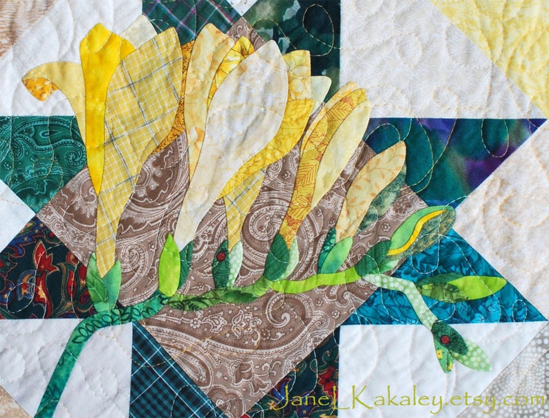 Quilt Pattern Freesia Applique Art Quilt Pattern Immediate Download PDF image 2