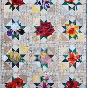 Art Quilt Pattern - All TWELVE patterns- PDF - Floral Applique Quilt Pattern Series