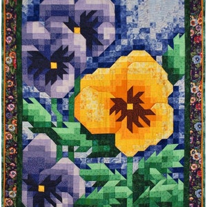 PDF Quilt Pattern - Pansy Mosaic Quilt Pattern