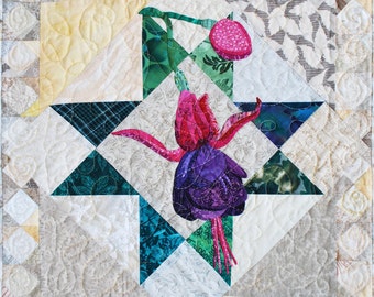 Quilt Pattern - PDF - Fuchsia Applique Art Quilt - Immediate Download