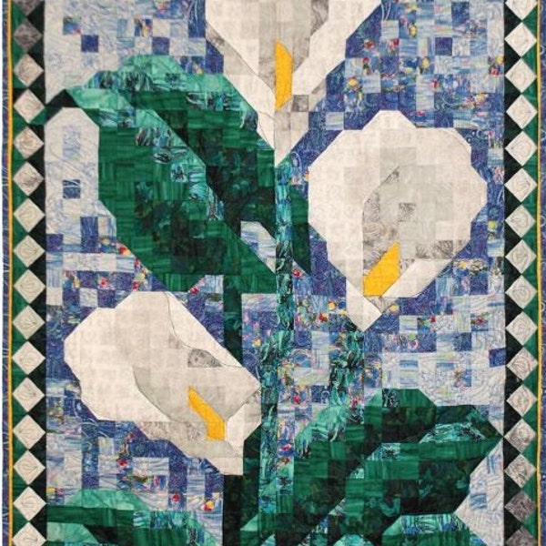 PDF Quilt Pattern - Calla Lily Mosaic Art Quilt Pattern - Immediate Download