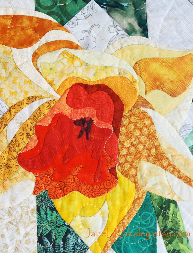 Quilt Pattern Daffodil Applique Art Quilt Pattern Immediate Download PDF image 2