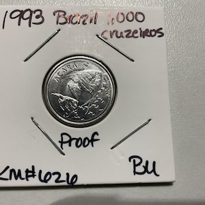 1993 Brazilian 1,000 Cruzeiros Coin - PROOF Brilliant Uncirculated - Blue Acara Fish KM# 626