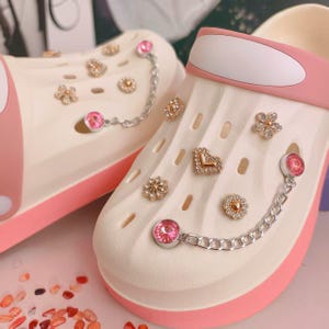 Bling luxury Fancy Rhinestone Flowers Round Star Heart And More Shoes Charms Golden For DIY Unique Special Shoes Metal 10PCS