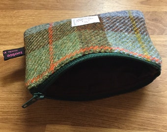 Yellow Tartan Stocking Filler Harris Tweed Coin Purse Change Pouch