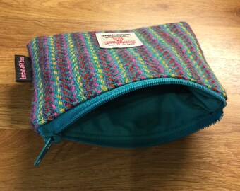 Yellow Tartan Stocking Filler Harris Tweed Coin Purse Change Pouch