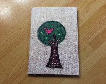Bird in a tree Notebook, A6 notebook, mini notebook, pocket notebook, plain pages, sketchbook