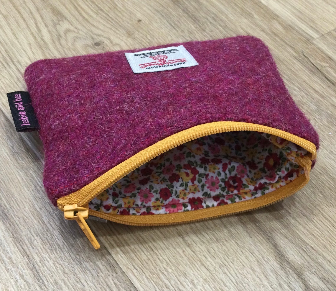 Raspberry Harris Tweed Coin Purse Zipped Coin Pouch Change - Etsy UK