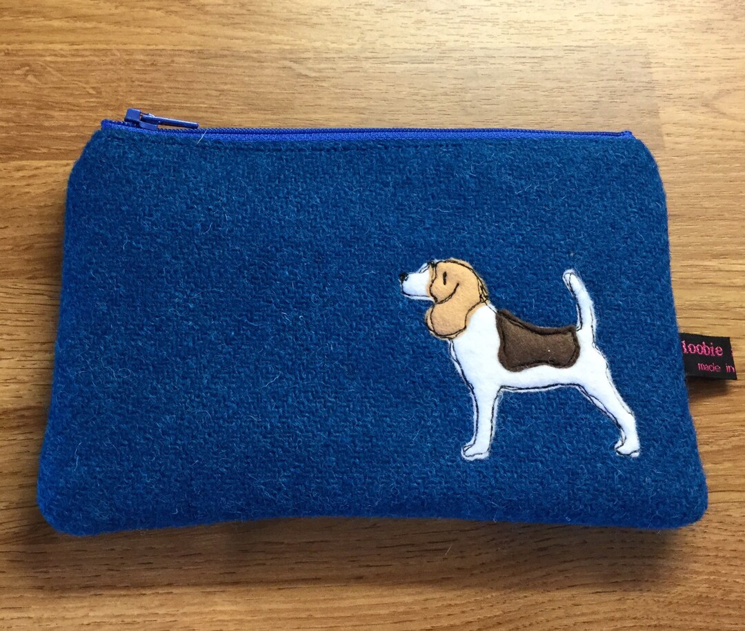 Beagle Dog Purse Blue Harris Tweed Beagle Zipper Pouch Etsy