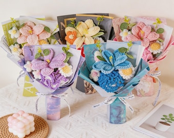 Crochet Mother's Day Bouquet - Handmade Lily & Carnation Bouquet,  Gift for Mom, Graduation