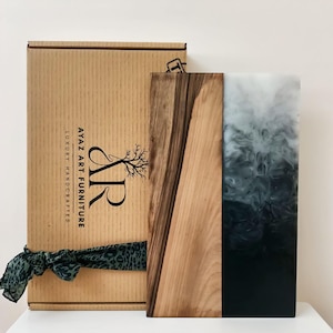 Personalized Charcuterie Board, Handmade, Double Color Resin Walnut Wood Cutting Board, Custom Cheese Board, Housewarming Gift, Resin Art