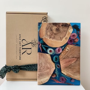 Personalized Charcuterie Board, Luxury Juniper Wood Cheese Board, Hancrafted Serving Tray with Epoxy Resin, Kitchen Decor, Mother&#39;s Day Gift